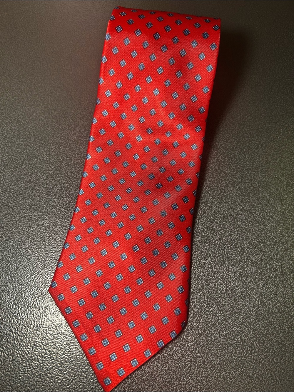 John Weitz Neck Tie Red and Navy Blue Diamond Design - Classic Formal Style